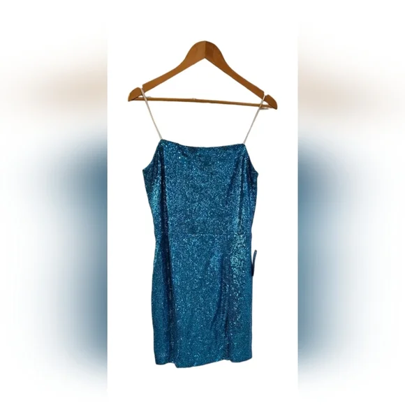B. Darlin - NEW Elegant Strapless Sequin Mini  Dress w/ Slit​​ - Picture 3 of 9
